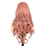 HEAHAIR Pastel Peach Pink Long Natural Straight Rose Gold Color Synthetic Lace Front Wigs Heat Resistant Fiber Hair for Women HS2023