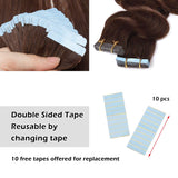SEGO Brown Tape In Hair Extensions Human Hair Natural Remy Hair Extensions Tape In Real Hair Extensions Wavy Body Wave 20 Pieces Medium Brown 14 Inch (40 Gram)