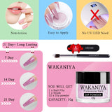wakaniya Dip Powder Nail Kit- 8 Colors Glitter Sparkle Nail Dip Powders with 4 Base Top Coat Activator and Brush Saver Manicure Kit for Nail Beginners DIY and Professional Salon NO UV/LED Curing