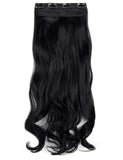 LELINTA 24" Curly Wavy 4 Pieces Set Thick Clip in on Synthetic Hair Extensions Hairpieces for Women Dark Black