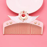 Christmas Gift Sailor Moon Makeup Comb Hair Brush Girls Hairbrush Hair Comb Girls Hairdresser (Red Heart)