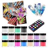 18 Colors Acrylic Nail Art, Nail Acrylic Powder Set for Nail Extension, DIY Creative Sculpture Nail, Creative Imaginative Nail Art Decoration DIY Decoration Set, US Stock