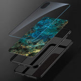PHEZEN Marble Case for iPhone XR Case Cover for Girl Women, Marlbe Pattern Tempered Glass Back Cover Panel with Soft TPU Bumper Frame Shock Absorption Protective Case for iPhone XR,Green