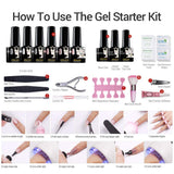 JOSLOVE Gel Nail Polish Kit 6 Colors Gel Nail Kit Nail Set Nude Grey Pink Gel Polish with Manicure Tools (408 Gel Nail Polish Kit)