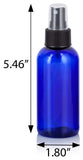 Cobalt Blue 4 oz Boston Round PET Plastic Bottles (BPA Free) with Black Fine Mist Sprayer (12 Pack)