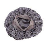 EPIEUREKA Elastic Wide Band Net Night Sleep Cap Hat Crocheted Slouchy Beanie Double Layered Snood Bonnet (One Size, Grey)