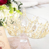 Yean Bride Wedding Crowns and Tiaras Gold Bridal Crystal Headpiece Rhinestone Hair Accessories for Women and Girls (Gold)
