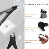 Nail Clippers KookTool Nail Cutter Set 3 pcs, for Ingrown Fingernail & Toenail, Hard&Thick Nail, for Men & Women's Beauty and Health, Nail Cutter & Nail Plier & Nail File, Black Carbon Steel