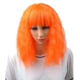 BERON 14" Women's Short Curly Bob Wig with Free Wig Cap (Orange)