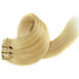 Clip in Hair Extensions Brazilian Human Hair Extensions 70g Silky Straight Weft Remy Clip On Virgin Hair 613 Bleached Blonde 22 inches