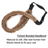 Braided Headband Wide Fishtail Braid Headband Classic Chunky Fishtail Braided Hair Band Wide Plaited Braids Elastic Stretch Synthetic Hairpiece For Girls And Women Beauty Accessory 45g (12/24)