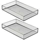 mDesign Wide Makeup Organizer for Bathroom Drawers, Vanity, Countertop - Storage Bins for Makeup Brushes, Eyeshadow Palettes, Lipstick, Lip Gloss, Blush, Concealers - 2 Pack, 12" x 8" - Smoke Gray