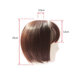 10" Hair Toppers with Bangs Clips in Bob Hair Crown Topper Toupee Hairpieces for Women (Dark Brown Thick)
