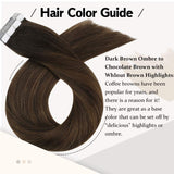 Tape in Hair Extensions Human Hair Moresoo Tape Hair Extensions 60g/40pcs Balayage Hair Extensions Brown Remy Natural Hair 12 Inch Tape in Human Hair Extensions Dark Brown Highlight with Medium Brown