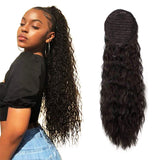 RACILY Human Hair Clip in Corn Wave Ponytail Extensions, Long Wrap Drawstring Curly Clip on Pony Tail Hairpiece, 100% Unprocessed Brazilian Virgin Hair for Black Women (12