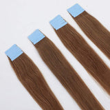 18 Inch Tape in Hair Extensions Remy Human Hair 50G 20Pcs/Pack Medium Brown Straight invisible seamless Skin Weft Reusable Tape Hair Extensions for Girls(18inch,#4)