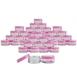 (Quantity: 500 Pcs) Beauticom 5G/5ML Round Clear Jars with Pink Lids for Makeup, Lotion, Creams, Eyeshadow, Cosmetic Product Samples - BPA Free