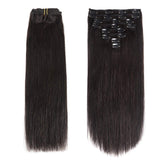16Inch Clip in Human Hair Extensions Brazilian Straight Hair Double Weft Clip on Hair Extensions Thick Hair Extensions Grade 8A 8Pcs/Lot 120g (16inch 1BNature Black)