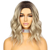 WIGODDESS Light Brown Short wave Wig, Simulated Scaip Wig, Daily Makeup Party Wig Perruque Heat Resistant Hair 14inch Simulated Scalp Machine No-Lace Daily Wigs For Women