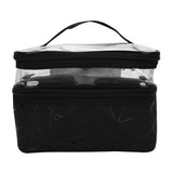 Makeup Bag Portable Travel Makeup Train Case PU Leather Cosmetic Storage Organizer for Cosmetics Makeup Brushes Toiletry Jewelry Digital Accessories Black(Black)
