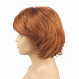 Wiginway Short Wavy Wig Layered Women Wigs Orange Synthetic Hair Replacement Heat Resistant 6 Inch