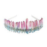 Raw Crystal Quartz Headband Crown - Rhinestone Tiara Mermaid Crown Headband for Women Bride Wedding Parties Hair Hoop (Water color)