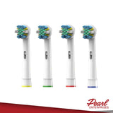 Replacement Brush Heads Compatible with Oral B Floss Action, Oral-B Braun 4 Pack + 4 BONUS Cover Cap. Compatible w/Vitality Floss Action, Oral-B 7000, 9000, Pro 1000, Kids