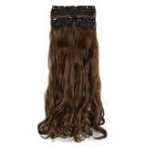 Clip in Hair Extensions 3Pcs 8Clips Curly Wavy Thick Full Head Double Weft Clip on Synthetic Hair Extension Wavy Hairpieces for Women Light Chestnut Brown 18"-24"