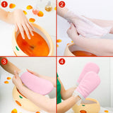 LEORX Paraffin Wax Gloves and Booties Set 4 Pairs Terry Cloth Mitts Booties Moisturizing Spa Accessories for Hand Foot Care (Pink and White)