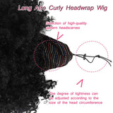 DEYNGS Short Afro Kinky Curly Wigs for Black Women, Afro Curly Wrap-wig 2 in 1 Turban Drawstring Headband Synthetic Pixie Cut Wigs for black Women (1B#)