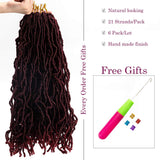 Faux locs crochet hair 18 inch, goddess locs, crochet hair for black women, nu locs extensions, Kanekalon Synthetic, Low Temperature Heat Resistant, Pre looped Hair nu 6Pcs- TBUG