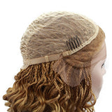 16" Gold Braiding with Curly tips Synthetic Synthetic Lace Front Wigs free Parting 260% Density Braids Braided Heat Resistant Fiber Hair for Woman