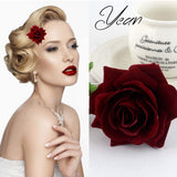 Yean Rose Flower Hair Comb Hair Pins Set Flamenco Dancer Headpiece for Women and Girls (Dark Red)