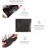 24" Jet Black Hair Extensions Clip in Human Hair Double Weft 100% Real Human Hair Remy Brazilian Straight Clip on Human Hair Extensions Soft Silky Grade 8A 8Pieces/Lot 120g 20Clip for Women