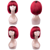 Human Hair Wigs with Bangs Brazilian Short BoB Wigs For Woman BOB Straight Hair Wigs Glueless Machine Made Wigs Natural Colo (14 Inch, T1b/99J)