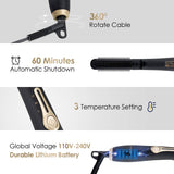 GLAMADOR Beard Straightener Comb for Men, Portable Anti-Scald Hair Straightening Brush, Instant Heating Ionic Beard Comb with Beard Balm- 3 Level Adjustable Temperatures, Gifts for Him