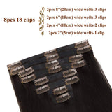 16 Inch Seamless Remy Human Hair Clip in Hair Extensions Black Tape Weft Clip on Hair Extensions 8pcs Rooted Clip In Extensions PU Tape Natural Real Remy Human Hair Off Black #1B