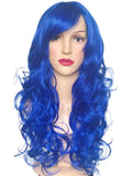 Blue Wigs Cosplay Wigs Natural Wave Curly 24 inch Long Synthetic Wigs Hair for Women (Blue)