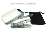 Deluxe Wide Jaw opening Large Nail Clipper Stainless Steel Sharp Sturdy Toenail Clippers (Gray)