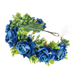 Vividsun Flower Crown Floral Headpiece Festival Wedding Hair Wreath Floral Crown (A/blue)