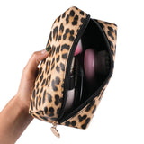 Joyful 2pcs Leopard Print Cosmetic Bag Travel Makeup Pouch Bag Toiletry Bags Makeup Clutch Organizer with Zipper