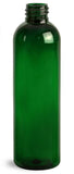 4 Ounce PET BPA-Free Plastic Empty Refillable Cosmo Round Bottles With Black Ribbed Fine Mist Spray Cap (Pack of 8) (Green)