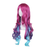 AneShe Cosplay Wigs for Women Hot Pink Mixed Blue Long Wavy Wig Harajuku Style Heat Resistant Hair Full Wigs