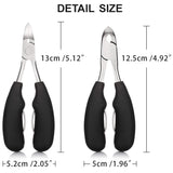2 Packs Ingrown Large Toenail Clippers for Thick Toenails Heavy Duty Easy Grip Rubber Handle Style Toenail Clipper Ingrown Toenail Tool for Men, Seniors, Adults (Black)