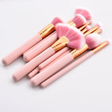 FIDDY898 Pink Professional Makeup Brush Set Powder Cream Blush Concealer Brush Nose Eye Lip Brush Kabuki Tools-10 pcs