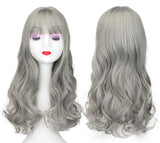 20" Long Wavy Clip in Wiglet Toppers for Thinning Hair Crown Topper Hairpieces with Bangs, Grey
