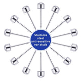 Stainless Steel Body Ear Piercing Tool Set Ear Nose Navel Piercing Machines with 12 Pairs Stainless Steel Stud Earrings for Salon Home Use(Blue)
