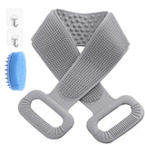 IRONLAND Silicone Bath Back Scrubber &Body Brush 2Pcs Silicone Back Scrubber for Shower 30 INCH Exfoliating Body Bath Brush Grey