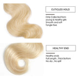 613 Blonde Hair Bundles Weft Unprocessed Brazilian Virgin Human Hair Weave Grade 7A Quality Brazilian Hair Extensions Weave Weft Thick Body Wave 10" / 10 inch #613 Bleach Blonde 3 Bundles 300g