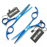 5.5 Inches Hair Cutting Scissors Set with Razor Combs Lether Scissors Case,Hair Cutting Shears Hair Thinning Shears for Personal and Professional (Blue)